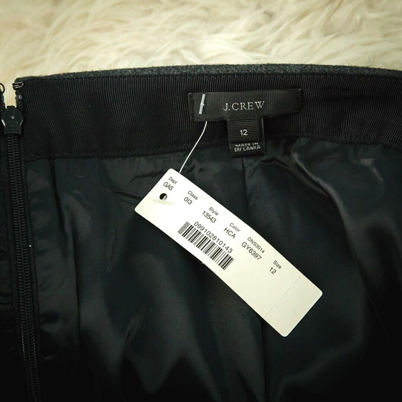 J. Crew Size 12 Grey Zip Pencil Straight Style Lined 100% Wool Work Skirt NEW - Picture 3 of 6